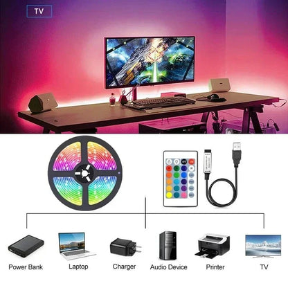 RGB LED Strip Lights - 3M/9.84ft, Music Sync, App Control, USB Powered for Gaming Setup - Titan Core
