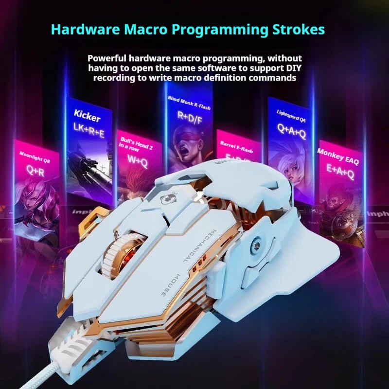 EWEADN G5 USB Wired Gaming Mouse - Silent/Audible Click, Programmable Macro Buttons - Titan Core