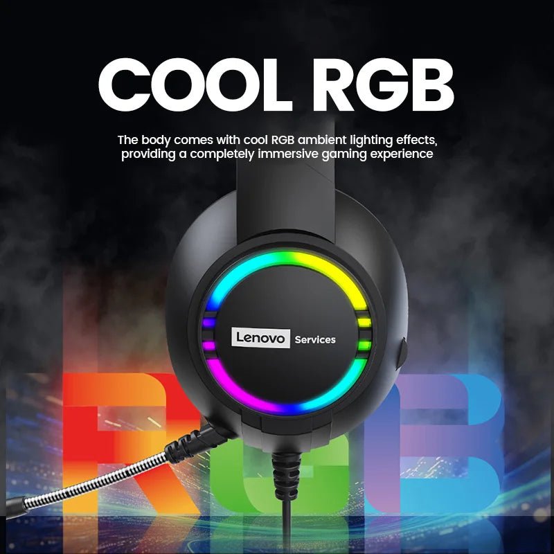 Lenovo E08 Wired Gaming Headphone with Microphone RGB Light Computer Laptop 7.1 Virtual Surround Sound Effects E - sports Headset - Titan Core