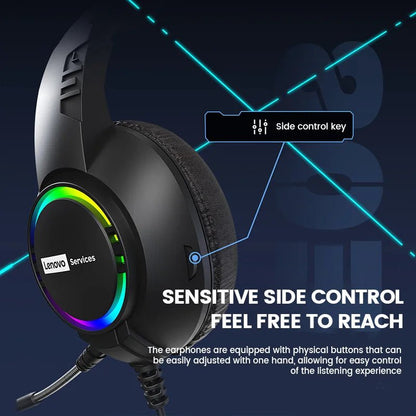 Lenovo E08 Wired Gaming Headphone with Microphone RGB Light Computer Laptop 7.1 Virtual Surround Sound Effects E - sports Headset - Titan Core