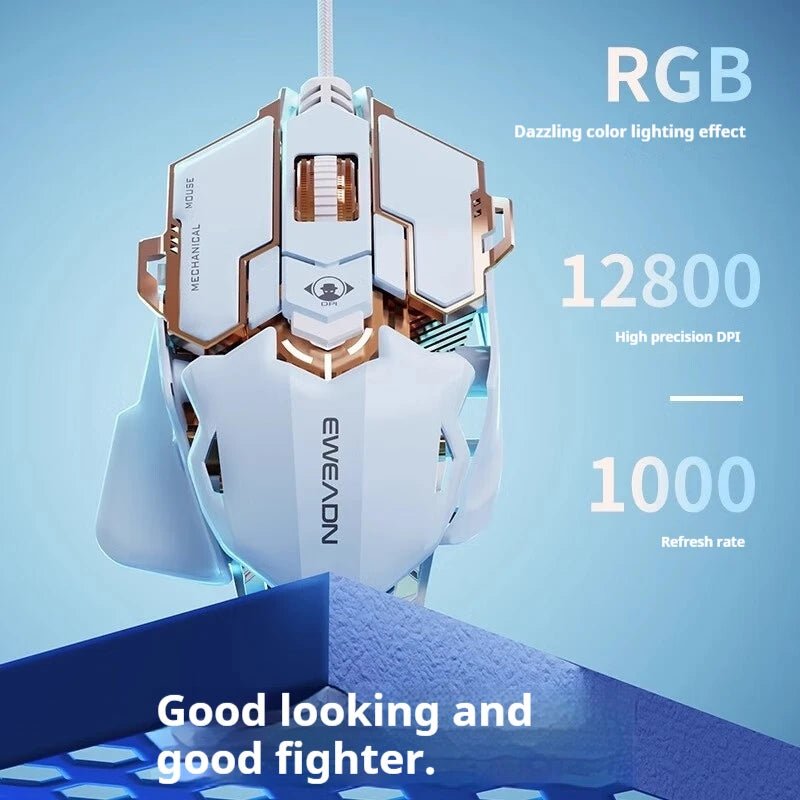 EWEADN G5 USB Wired Gaming Mouse - Silent/Audible Click, Programmable Macro Buttons - Titan Core