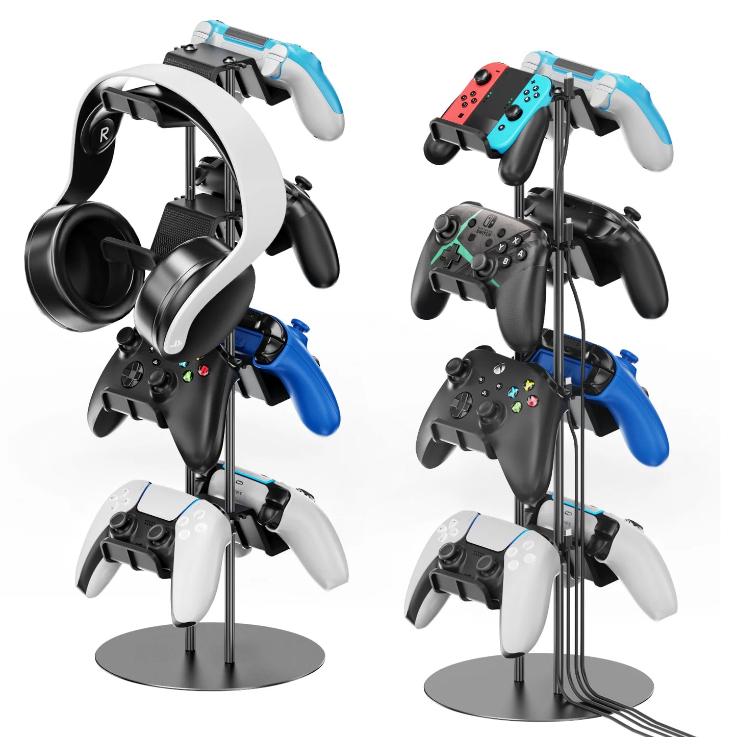 4 - Tier Universal Controller Stand - Holds 8 Controllers, Headset Holder & Cable Organizer - Titan Core