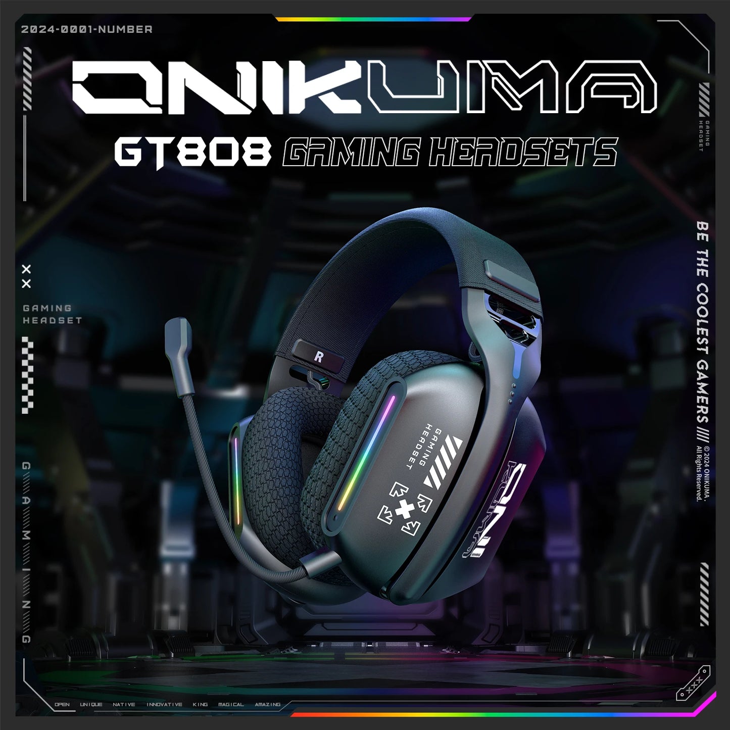 ONIKUMA GT808 Tri - mode Gaming Headset RGB Lighting - Titan Core