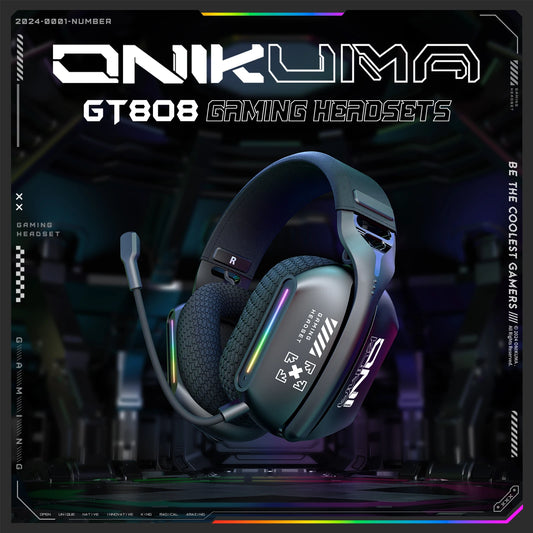 ONIKUMA GT808 Tri-mode Gaming Headset RGB Lighting