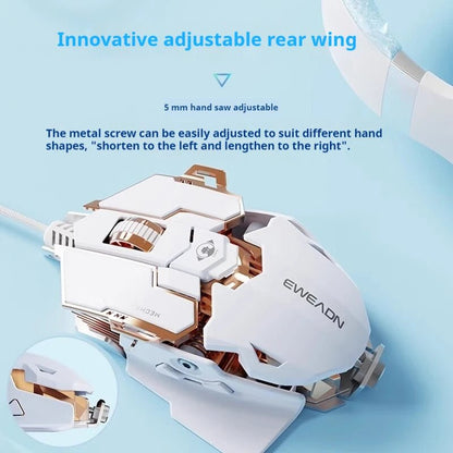 EWEADN G5 USB Wired Gaming Mouse - Silent/Audible Click, Programmable Macro Buttons - Titan Core