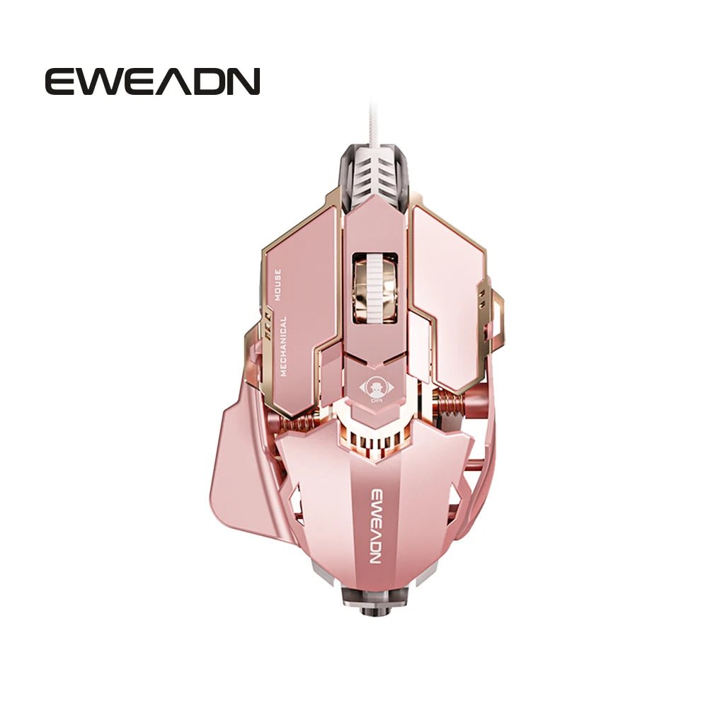 EWEADN G5 USB Wired Gaming Mouse - Silent/Audible Click, Programmable Macro Buttons - Titan Core
