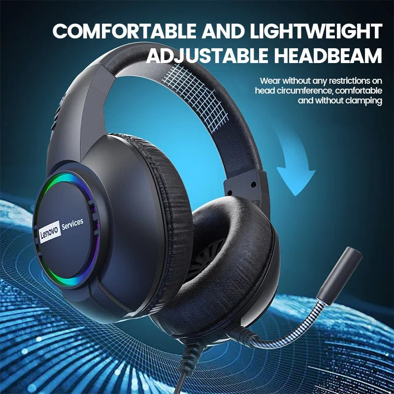 Lenovo E08 Wired Gaming Headphone with Microphone RGB Light Computer Laptop 7.1 Virtual Surround Sound Effects E - sports Headset - Titan Core