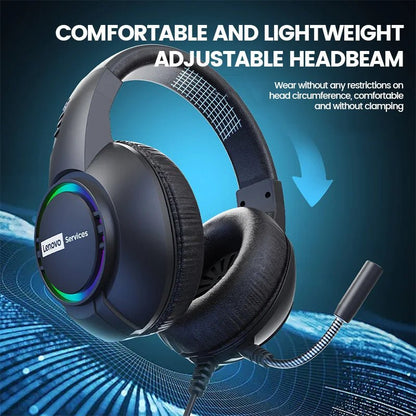 Lenovo E08 Wired Gaming Headphone with Microphone RGB Light Computer Laptop 7.1 Virtual Surround Sound Effects E - sports Headset - Titan Core